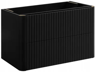 Obrázek produktu pro Rodan Koupelnová skříňka pod umyvadlo 80cm - Závěsná - Drážkovaná Černá - Push-to-Open - bez desky - LINEA