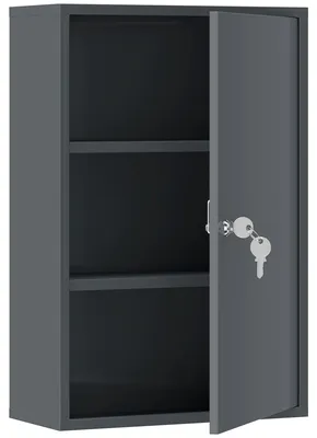 Produktbild von Wand-Medizinschrank, Badezimmerschrank mit 3 Regalböden, 2 Schlüsseln, 40 x 18 x 60 cm, Grau