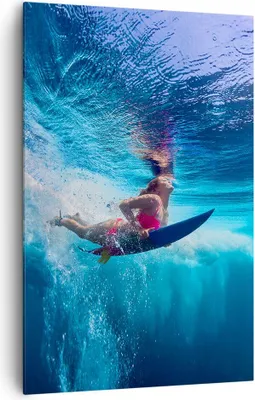 Produktbild von Bild auf Leinwand - Leinwandbild - Einteilig - Surfen Frau Unterwasser - 80x120cm - Wand Bild - Wanddeko - Wandbilder - Leinwanddruck - Wanddekoration - Leinwand bilder - Wandbild - PA80x120-4274