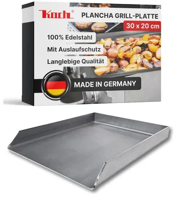 Produktbild von KOCH #47 massive Edelstahl PLANCHA 30 x 20 cm Burger- Steak- GRILLPLATTE 2,7KG