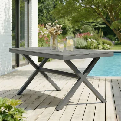 Produktbild von Gartentisch WINDY, WPC Holzoptik, grau, wetterfest und strapazierfähig. Ideal für Garten, Terrasse und Balkon, inklusive Terrassenmöbel und Balkonmöbel.
