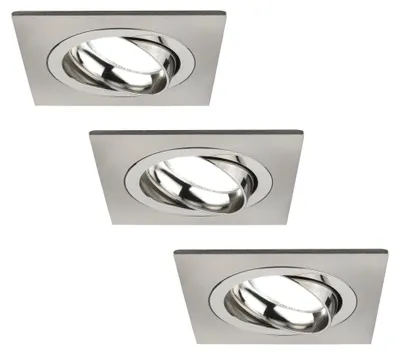 Produktbild von Ledvion 3er Set LED Einbaustrahler Edelstahl 3W dimmbar Kaltweiss