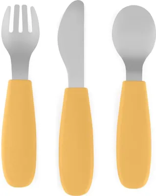 Productafbeelding van PETITE&MARS Bestekset van roestvrij staal, Take&Match, Intense Ochre, geschikt voor kinderen vanaf 12 maanden