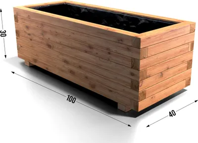 Produktbild von Pflanzkübel Kiefer - Pinie Lasiert 100 x 40 cm Blumenkasten Blumenkübel Hochbeet
