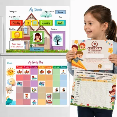 Routine-Tafel Montessori Wochenplaner für Kinder 3-8 Jahre