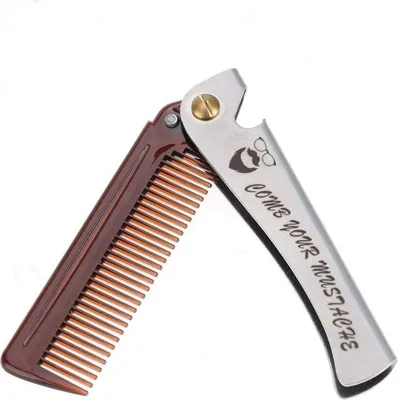 Image de Peigne à cheveux et à barbe en acier inoxydable pour hommes, argenté, multifonctionnel