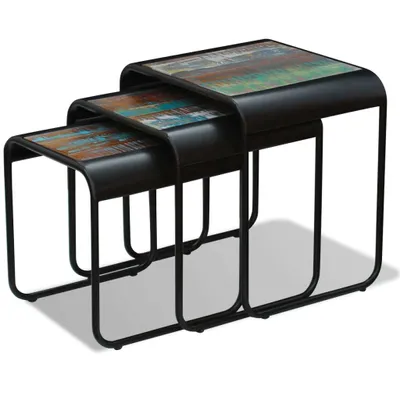 Produktbild von vidaXL 3-tlg. Satztisch-Set Altholz
