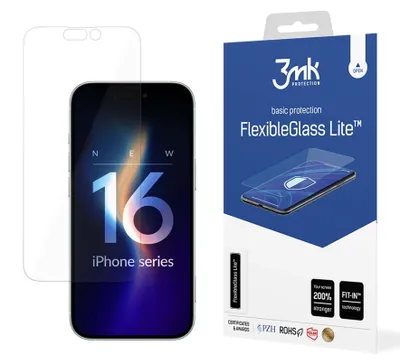 Obrázok produktu pre 3MK FlexibleGlass Lite, Apple, iPhone 16 Pro, Odolné proti nárazu, Priehľadná, 1 kusov