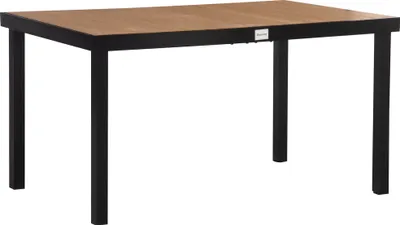 Produktbild von Outsunny Gartentisch für 6 Personen Esstisch Aluminiumtisch Gartenmöbel Loungemöbel pflegeleicht Kunststoff Natur+Schwarz 140 x 90 x 74 cm