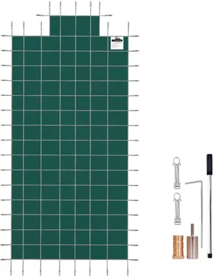 Obrázok produktu pre Obdĺžnikový bezpečnostný kryt bazéna - zelená časť so schodíkmi - 4 x 8 stôp - zimná vonkajšia ochrana