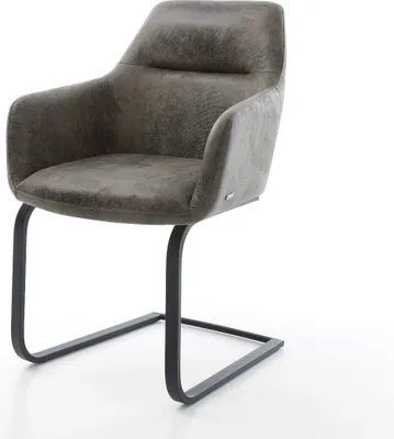 Produktbild von DELIFE Freischwinger Pejo-Flex Mikrofaser Grau Antik Freischwinger flach Schwarz Taschenfederkern