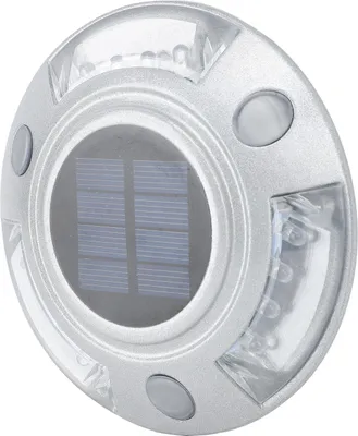 Imagen del producto de Luces solares para terrazas, caminos de entrada, muelles. 12 LEDs, grado de protección IP68, impermeables, luces de advertencia para exteriores, ideales para escalones en caminos de entrada, aceras, jardines, senderos y patios. Color: blanco plateado