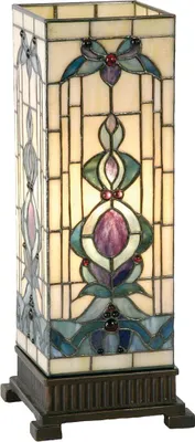 Produktbild von Clayre & Eef Tiffany Tischlampe 18x18x45 cm Beige Blau Glas