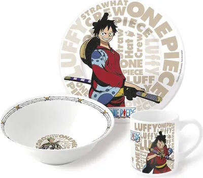 Produktbild von One Piece Zoro Luffy Frühstücksset (Schale, Tasse, Teller)