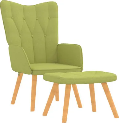 Image de vidaXL Fauteuil relax avec pouf Vert Tissu