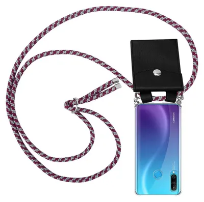 Produktbild von Cadorabo Schutzhülle für Huawei P30 LITE Hülle in Rot Handy Kette Kordel abnehmbares Etui
