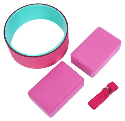 Image de Sangle d'étirement en 4 parties avec bloc de yoga pour les maux de dos, kit de fitness pour étirements
