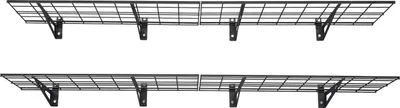 Zdjęcie produktu dla SucceBuy Zestaw 2 regałów garażowych 1830 x 315 x 122 mm do przechowywania narzędzi, nośność 136 kg na półkę, montaż na ścianie, metalowy regał na narzędzia i akcesoria, powierzchnia regału 1830 x 315 mm