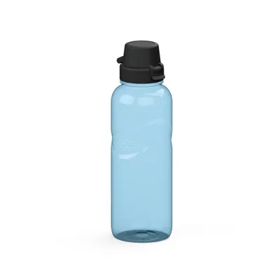 Produktbild von Trinkflasche Carve 700 ml - Auslaufsicher und sichere Griffmulden - Flasche für Kinder, Schule und Sport - transparent-blau/schwarz
