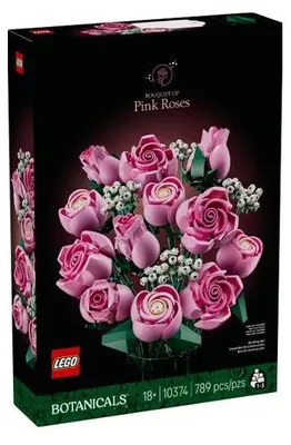 Produktbild von LEGO Icons Rosenstrauß Set, 10374, Rosa Rosen, 12 Teile, Konstruktionsspielzeug für Erwachsene