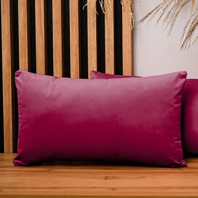 Obrázek produktu pro MG Design, sada 2 povlaků na polštáře, 30 x 50 cm, červená barva – s zipem, sametově měkká s jemným leskem, snadná údržba a dlouhá životnost