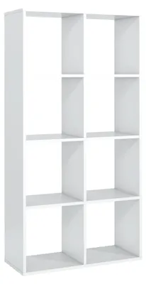 Obrázok produktu pre Polica s 8 otvorenými priehradkami, vhodná do obývačky a kancelárie, biela, 72 x 30 x 142,5 cm