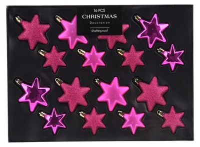 16tlg Weihnachtskugel Christbaumkugeln Baumkugel Set Sterne Champagner