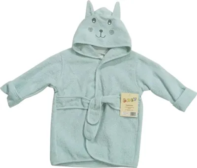 blaue Bademantel mit Tiergesicht Hase