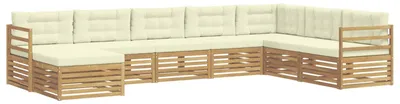 Produktbild von vidaXL Outdoor-Sofagarnitur mit Kissen 8 pcs Weiß und Creme Polyester