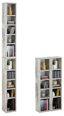 Produktbild von CD DVD Blueray Regal CHART in Shabby Chic – Zweiteiliges Medienregal, Aufbewahrung, CD-Ständer mit 10 Fächern für bis zu 160 CDs, 20x187 cm (B x H)