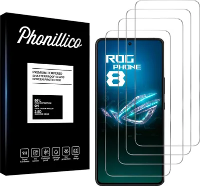Image de Verre trempé pour Asus Rog Phone 8 [4 pièces] Film de protection d'écran anti-rayures verre résistant Phonillico®