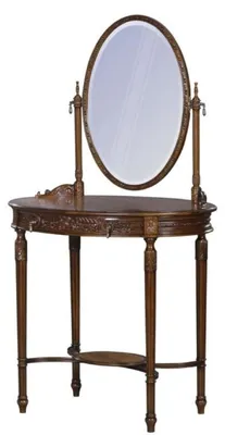 Zdjęcie produktu dla Casa Padrino luksusowa barokowa toaletka ciemny brąz / brąz 80 x 57 x wys. 142 cm - Owalna toaletka w stylu barokowym