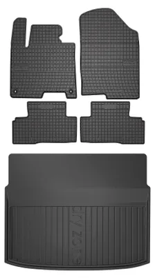 Produktbild von Gummimatten + Kofferraumwanne für Kia Sportage V Hybrid 2021- (SUV, unterer Ladeboden) – Schwarz, passgenau – Wielganizator SolidPRO