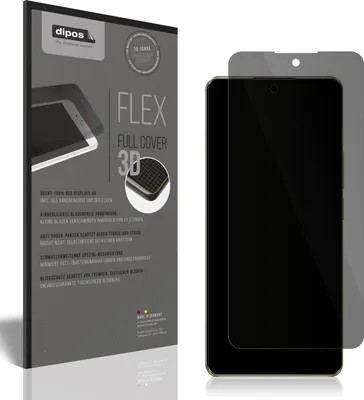 A product packaging for a screen protector is shown next to a smartphone with a screen protector applied.