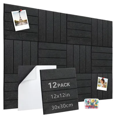 Immagine prodotto di Omgoods - Set di 12 pannelli di sughero grandi - Autoadesivi, 30 x 30 cm, ideali per l'organizzazione e l'esposizione