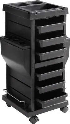 Obrázek produktu pro 7policový vozík na nářadí se 6 zásuvkami a držáky, nosnost 65 kg, černý
