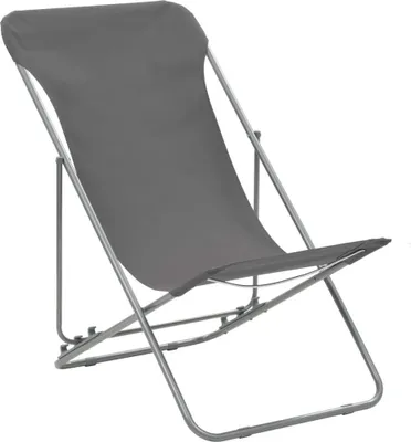 Produktbild von vidaXL Klappbare Strandstühle 2 Stk. Stahl und Oxford-Gewebe Grau