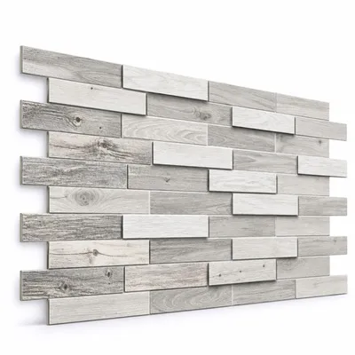 Produktbild von 3D Wandpaneele PVC Holzoptik | Gebleichtes Eichenparkett | 1 Platte ca. 0,5 m² | Wandverkleidung für Wohnzimmer, Küche & Bad | DIY Montage