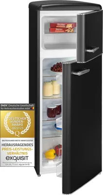 Produktbild von Exquisit Retrokühlschrank RKGC270-45-H-160E mattschwarz | Standgerät | 206 l Volumen | mattschwarz