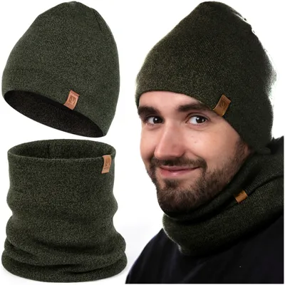 Obrázek produktu pro Pánská zimní čepice a nákrčník HEYO Khaki Univerzální velikost