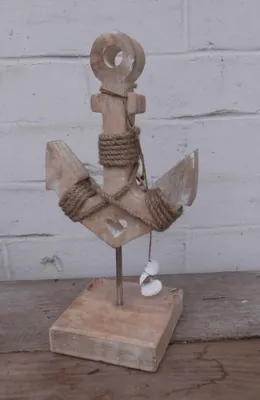 Produktbild von Anker Deko-Aufsteller maritimes Dekoobjekt Holz massiv Handarbeit 27cm