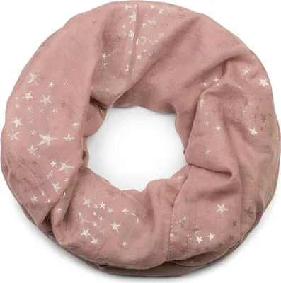 Produktbild von styleBREAKER Damen Loop Schal mit Metallic Sterne Print | Glitzer Schlauchschal ca. 89 x 75 cm | Leichter Rundschal für Frühjahr & Herbst