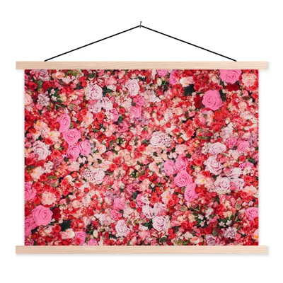 Produktbild von MuchoWow® Textilposter Blumen - Farben - Rosen 40x30 cm mit holzfarbenen Rahmen - Bilder