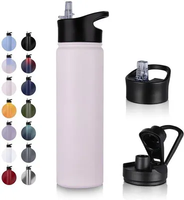 Obrázok produktu pre Izolovaná fľaša RVS Thermosfles – 750 ml – bez BPA – s uzáverom v tvare steblíka – vhodná na kyslé nápoje – vákuová izolácia s dvojitou stenou pre šport, cestovanie, kempovanie, školu, bicykel, posilňovňu