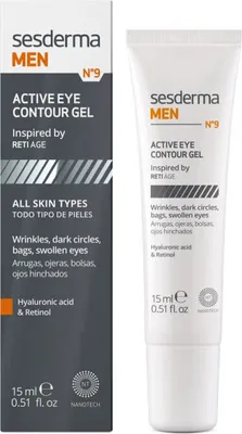 Zdjęcie produktu dla Sesderma Men №9, Żel pod oczy, Mężczyźni, Skóra uniwersalna, Przeciw cieniom, Odporność na zmęczenie, Krem przeciwzmarszczkowy, Tubka, 15 ml