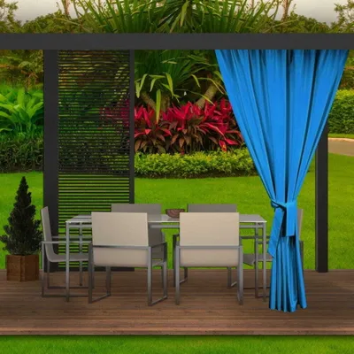 Zdjęcie produktu dla Zasłona ogrodowa 155x240cm niebieska 1 szt | zasłona zewnętrzna wodoodporna | zasłona na taras balkon | zasłona do ogrodu | zasłona na zewnątrz
