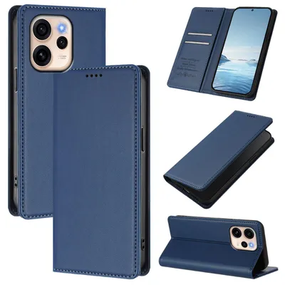 Produktbild von Handyhülle für Oppo Reno15 F, Kunstleder Klapphülle Stoßfeste Magnetische Hülle mit Ständer Dunkelblau