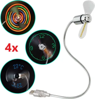 Produktbild von 4x Hama USB Ventilator mit LED Anzeige Laptop Notebook Zubehör flexibel USB Neu