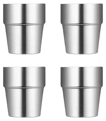 Edelstahlbecher 4er-Set, 175 ml, stapelbar, doppelwandig, für Camping