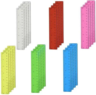 Obrázek produktu pro Plastová pravítka 15–30 cm, barevná a průhledná, do školy, kanceláře i domů